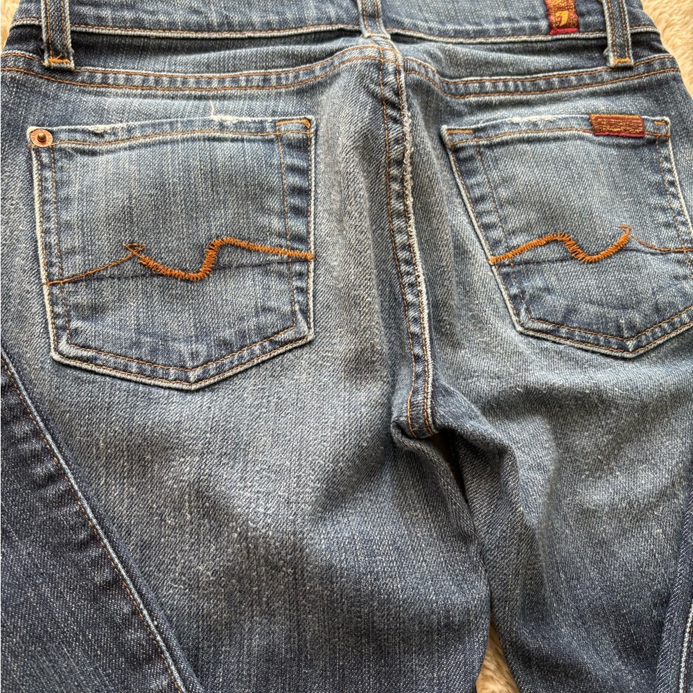 7 For All Mankind Dark Blue Flare Jeans - Picture 8 of 8